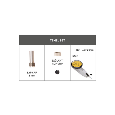 0,5 mm*0,01 DİKEY SALGI KOMPARATÖR SAATİ ASİMETO TEMEL SET