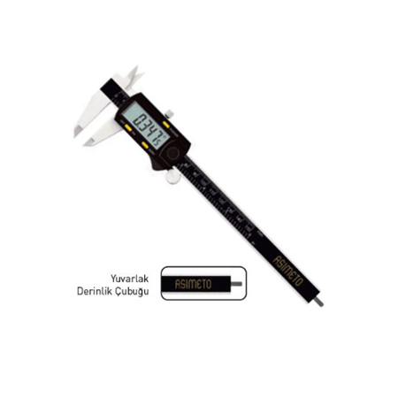 0-150 MM. 0.02 YUVARLAK ÇUBUKLU DİJİTAL KUMPAS ASİMETO